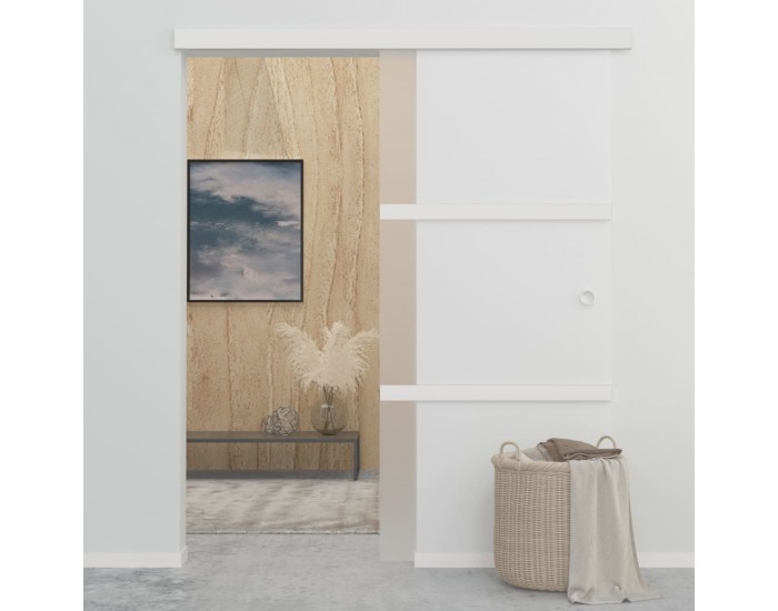Sonata Плъзгаща врата, ESG стъкло и алуминий, 90x205 см, сребриста
