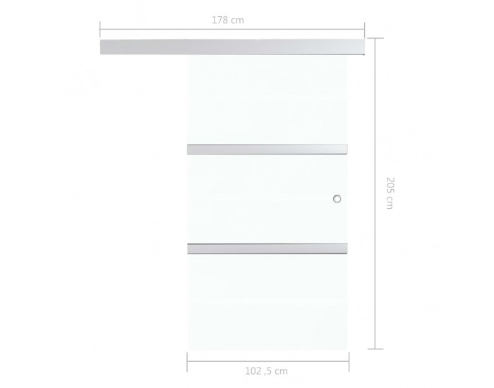 Sonata Плъзгаща врата, ESG стъкло и алуминий, 102,5x205 см, сребриста