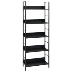 Sonata Етажерка за книги с 5 рафта, черна, 60x27,6x158,5 см, ПДЧ - Etajere
