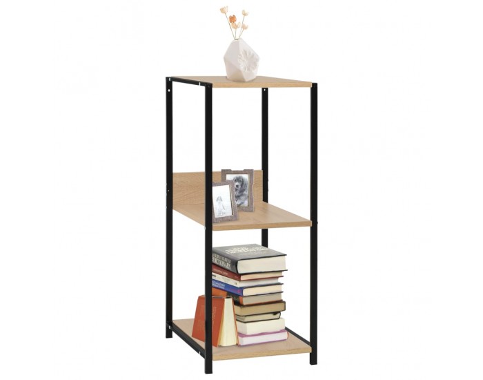 Sonata Малка етажерка за книги, черно и дъб, 33,5x39,6x79,7 см, ПДЧ