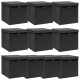 Sonata Кутии за съхранение с капаци 10 бр черни 32x32x32 см текстил