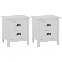 Sonata H Нощни шкафчета Hill 2 бр бели 46x35x49,5 см борово дърво масив - Noptiere