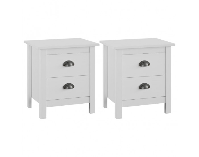 Sonata H Нощни шкафчета Hill 2 бр бели 46x35x49,5 см борово дърво масив