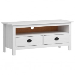 Sonata ТВ шкаф Hill Range, бял, 110x40x47 см, борово дърво масив - Comode TV