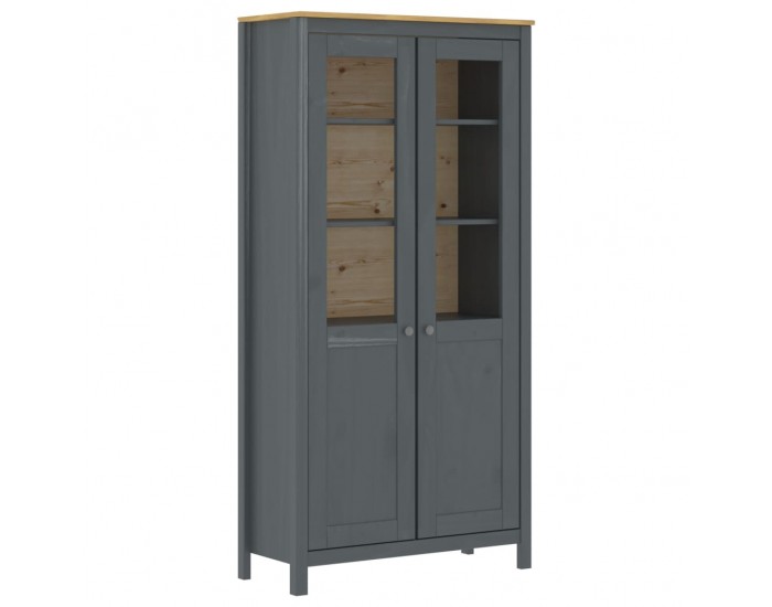 Sonata Висок шкаф Hill Range, сив, 85x37x170,5 см, борово дърво масив