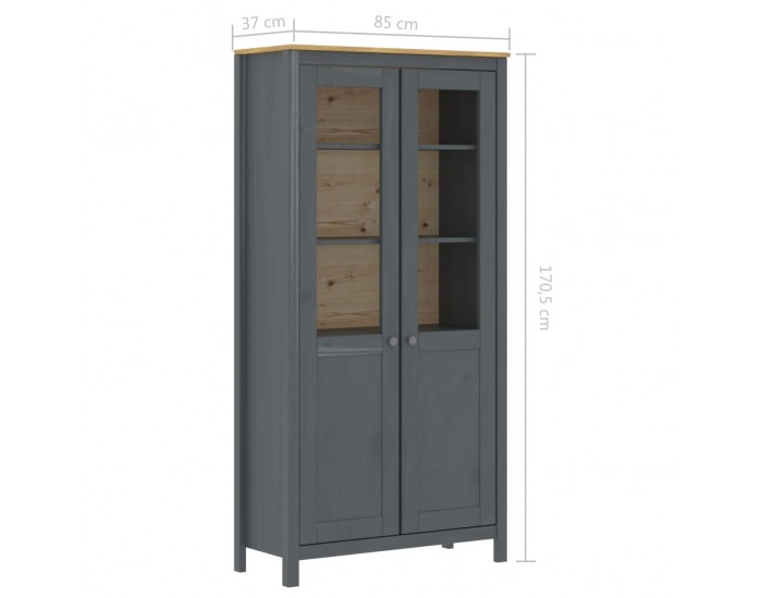 Sonata Висок шкаф Hill Range, сив, 85x37x170,5 см, борово дърво масив