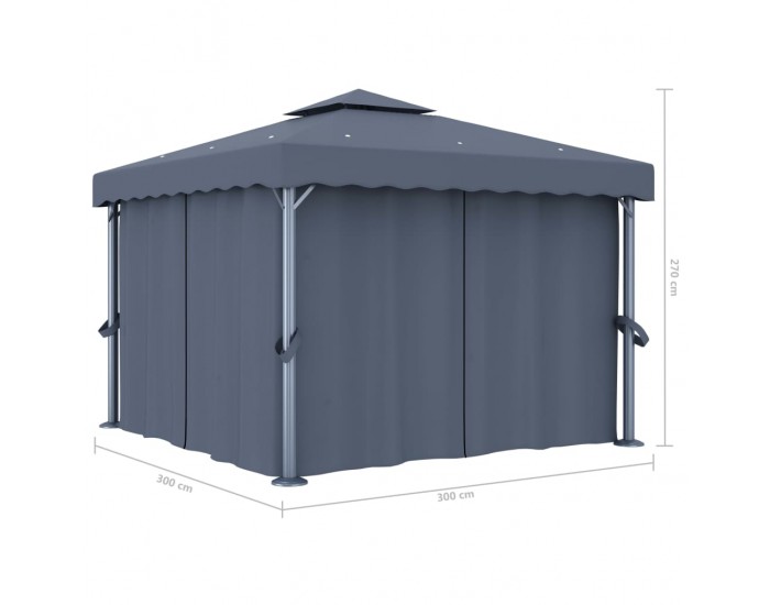 Sonata Шатра със завеси, 3x3 м, антрацит, алуминий