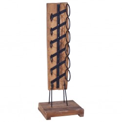 Sonata Стойка за вино за 6 бутилки, 35x35x100 см, тиково дърво масив - Etajere