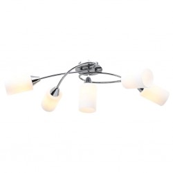 Sonata Полилей с керамични цилиндрични абажури, за 5 крушки Е14, бели - Lustre de tavan