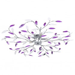 Sonata Лампа за таван с акрилни кристални листа за 5 крушки E14 лилава - Lustre de tavan