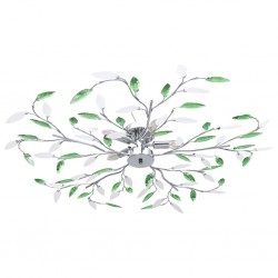 Sonata Лампа за таван с акрилни кристални листа за 5 крушки E14 зелена - Lustre de tavan