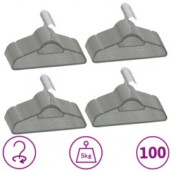 Sonata 100 бр Комплект закачалки за дрехи антиплъзгащи сиво кадифе - Comparare produse