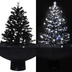 Sonata Коледна елха с валящ сняг и основа от чадър, черна, 75 см, PVC - Decorațiuni sezoniere și de sărbători