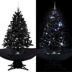 Sonata Коледна елха с валящ сняг и основа от чадър, черна, 140 см, PVC - Decorațiuni sezoniere și de sărbători