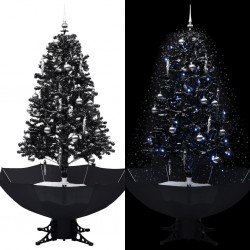Sonata Коледна елха с валящ сняг и основа от чадър, черна, 170 см, PVC - Decorațiuni sezoniere și de sărbători