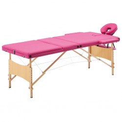 Sonata Сгъваема масажна кушетка, 3 зони, дърво, розова - Echipamente pentru studio de masaj și cosmetică