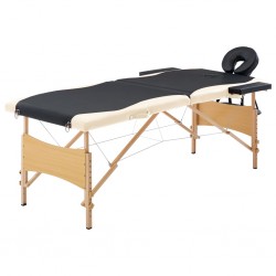 Sonata Сгъваема масажна кушетка, 2 зони, дърво, черно и бежово - Echipamente pentru studio de masaj și cosmetică