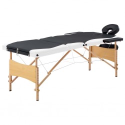 Sonata Сгъваема масажна кушетка, 3 зони, дърво, черно и бяло - Echipamente pentru studio de masaj și cosmetică
