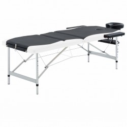Sonata Сгъваема масажна кушетка, 3 зони, алуминий, черно и бяло - Echipamente pentru studio de masaj și cosmetică