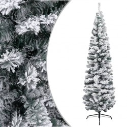 Sonata Тънка изкуствена коледна елха със сняг, зелена, 240 см, PVC - Decorațiuni sezoniere și de sărbători