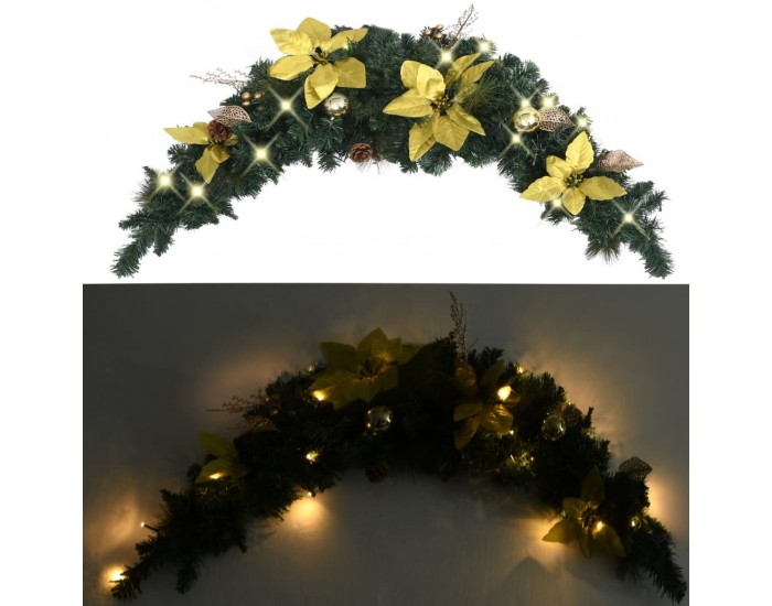 Sonata Коледна арка с LED лампички, зелена, 90 см, PVC