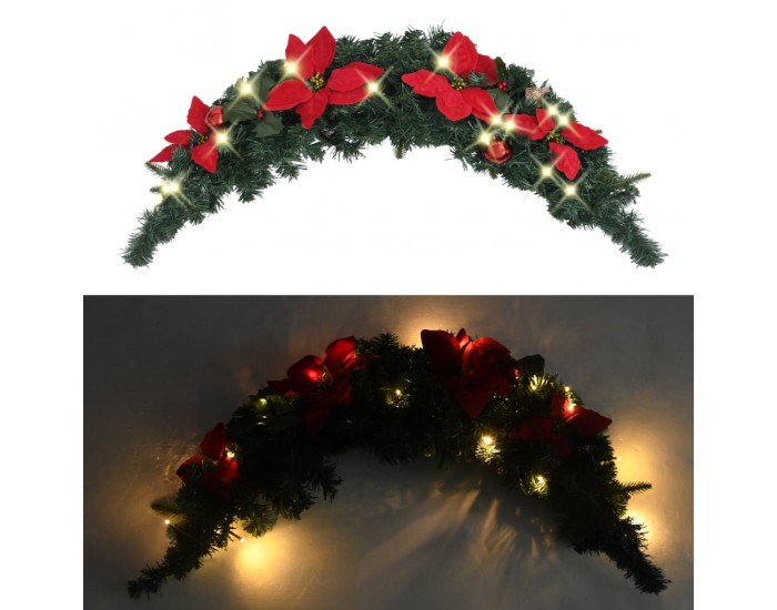 Sonata Коледна арка с LED лампички, зелена, 90 см, PVC