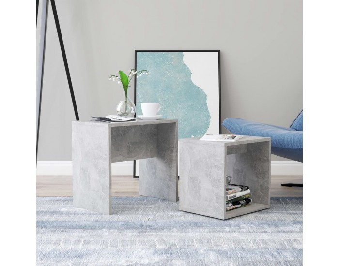 Sonata H Комплект маси за кафе бетонно сив 48x30x45 см инженерно дърво