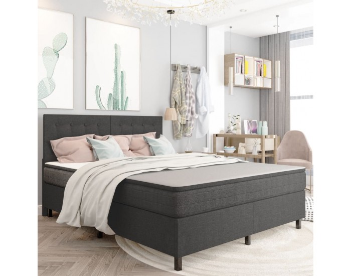 Sonata Боксспринг легло, тъмносиво, текстил, 160x200 см