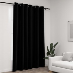 Sonata Затъмняваща завеса с пръстени имитация лен черна 290x245 см - Draperii, perdele și galerii