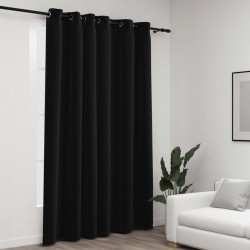 Sonata Затъмняваща завеса с пръстени имитация лен антрацит 290x245 см - Draperii, perdele și galerii