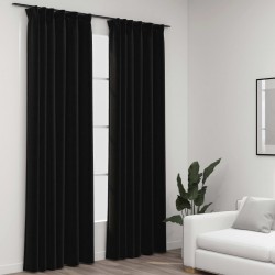 Sonata Затъмняващи завеси с куки имитация лен 2 бр антрацит 140x225 см - Draperii, perdele și galerii