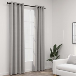 Sonata Затъмняващи завеси имитация лен с отвори 2 бр сиви 140x245 см - Draperii, perdele și galerii