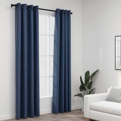 Sonata Затъмняващи завеси имитация лен с отвори 2 бр сини 140x245 см - Draperii, perdele și galerii
