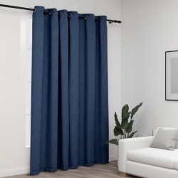 Sonata Затъмняваща завеса с пръстени имитация лен синя 290x245 см - Draperii, perdele și galerii