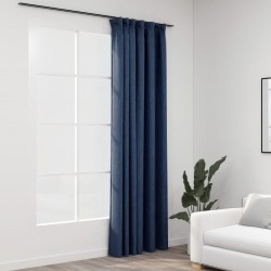 Sonata Затъмняваща завеса с куки, имитираща лен, синя, 290x245 см - Draperii, perdele și galerii