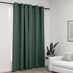 Sonata Затъмняваща завеса с пръстени имитация лен зелена 290x245 см - Draperii, perdele și galerii