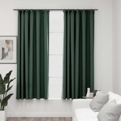 Sonata Затъмняващи завеси с куки имитация лен 2 бр зелени 140x175 см - Draperii, perdele și galerii