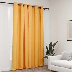 Sonata Затъмняваща завеса с пръстени имитация лен жълта 290x245 см - Draperii, perdele și galerii