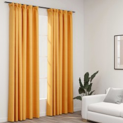 Sonata Затъмняващи завеси с куки имитация лен 2 бр жълти 140x245 см - Draperii, perdele și galerii