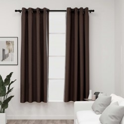 Sonata Затъмняващи завеси имитация лен с отвори 2 бр таупе 140x175 см - Draperii, perdele și galerii
