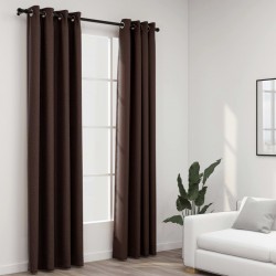 Sonata Затъмняващи завеси имитация лен с отвори 2 бр таупе 140x225 см - Draperii, perdele și galerii