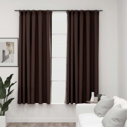Sonata Затъмняващи завеси с куки имитация лен 2 бр таупе 140x175 см - Draperii, perdele și galerii