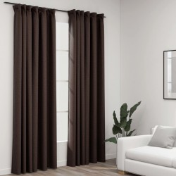 Sonata Затъмняващи завеси с куки имитация лен 2 бр таупе 140x225 см - Draperii, perdele și galerii