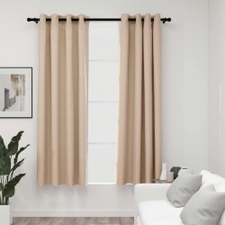 Sonata Затъмняващи завеси имитация лен с отвори 2 бр бежови 140x175 см - Draperii, perdele și galerii