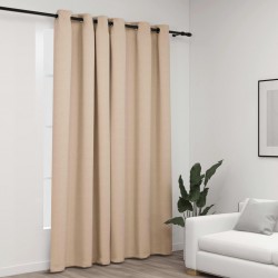 Sonata Затъмняваща завеса с пръстени имитация лен бежова 290x245 см - Draperii, perdele și galerii