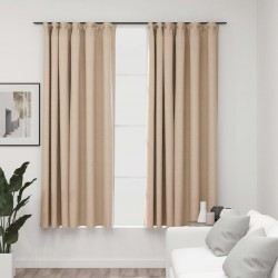 Sonata Затъмняващи завеси с куки имитация лен 2 бр бежови 140x175 см - Draperii, perdele și galerii