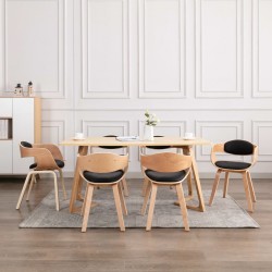 Sonata H Трапезни столове, 6 бр, извито дърво и изкуствена кожа - Scaune de dining