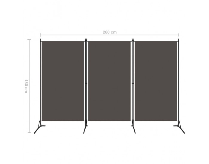 Sonata Параван за стая, 3 панела, антрацит, 260x180 см