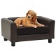 Sonata Кучешки диван, кафяв, 60x43x30 см, плюш и изкуствена кожа