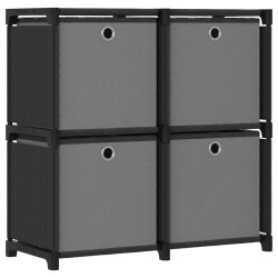 Sonata Рафт с 4 кубични отделения с кутии, черен, 69x30x72,5 см, плат - Etajere